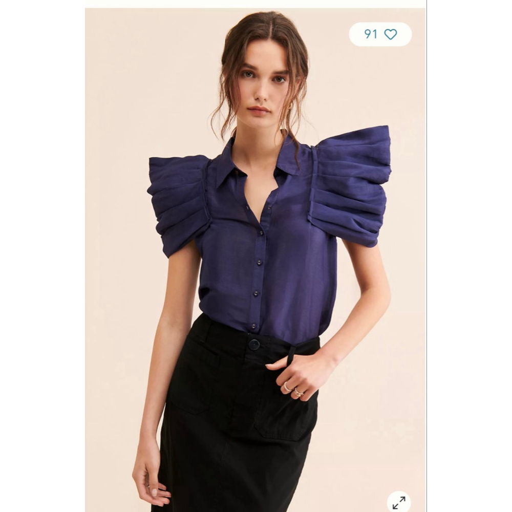 Aureta Stella Puff Sleeve Top Size XS $188 Retail NWT
